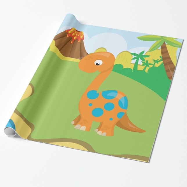 Adorable Dinosaurier Geschenkpapier (Ungerollt)
