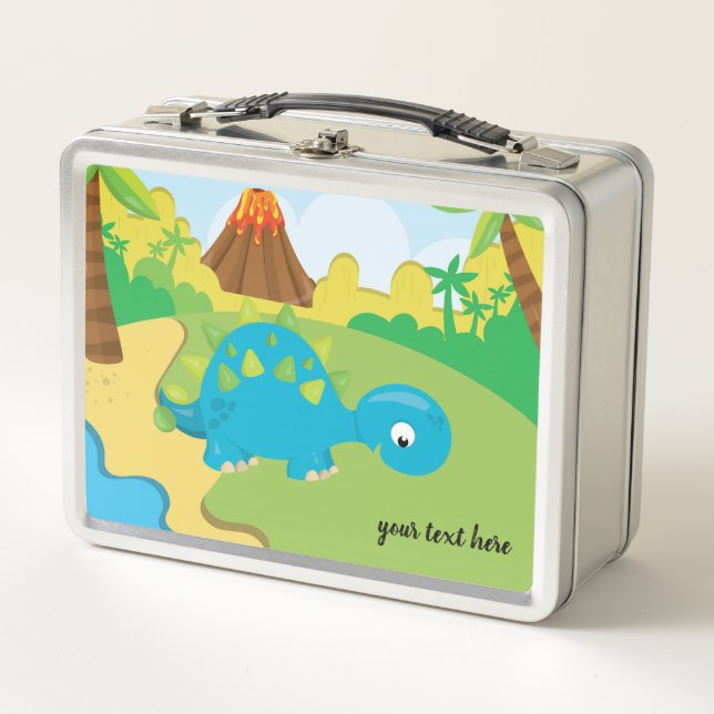 Adorable Dinosaurier Metall Lunch Box (Vorderseite)