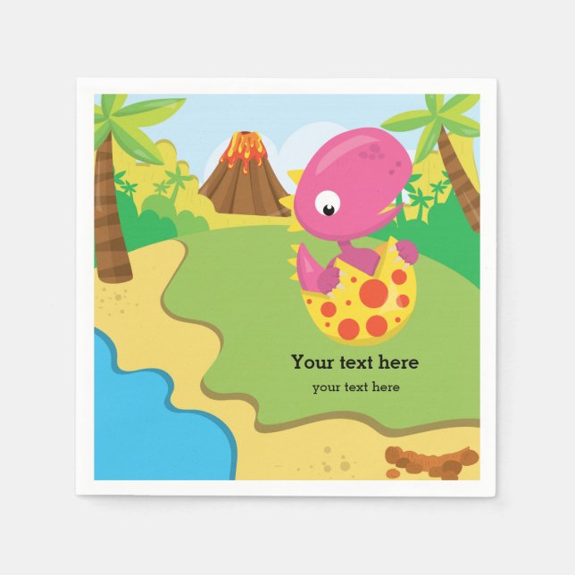 Adorable Dinosaurier Serviette (Vorderseite)