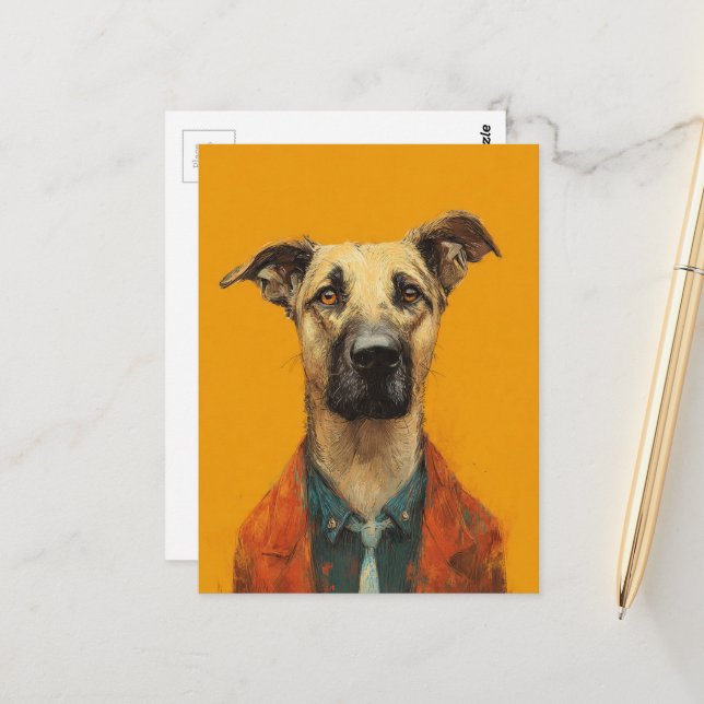 Adorable dog in a suit postkarte (Vorderseite/Rückseite Beispiel)