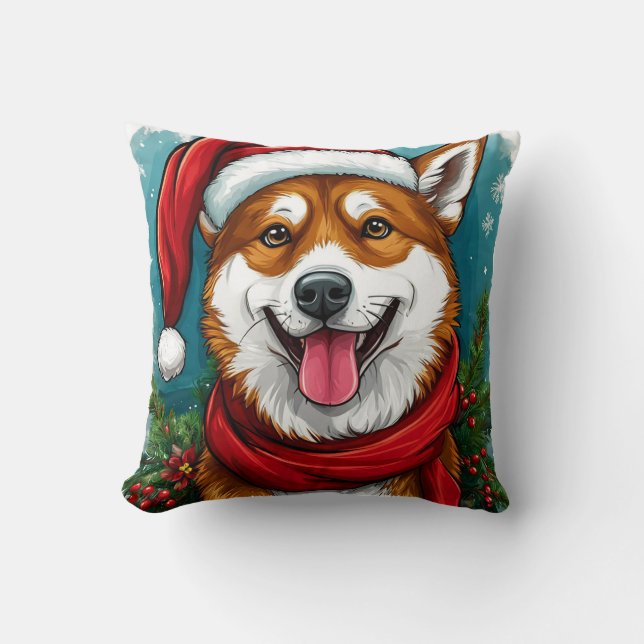 Adorable Dog in Santa Outfit Kissen (Vorderseite)