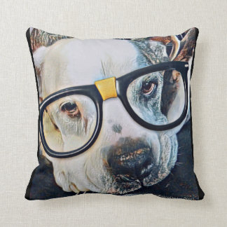 Adorable Dog mit Brille und Paw-Druck-Kissen   Kissen
