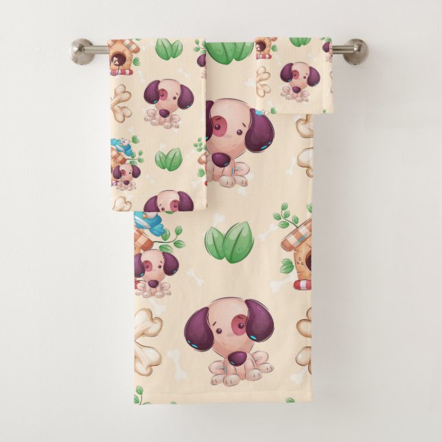 Adorable Dog Muster Badhandtuch Set (Insitu)