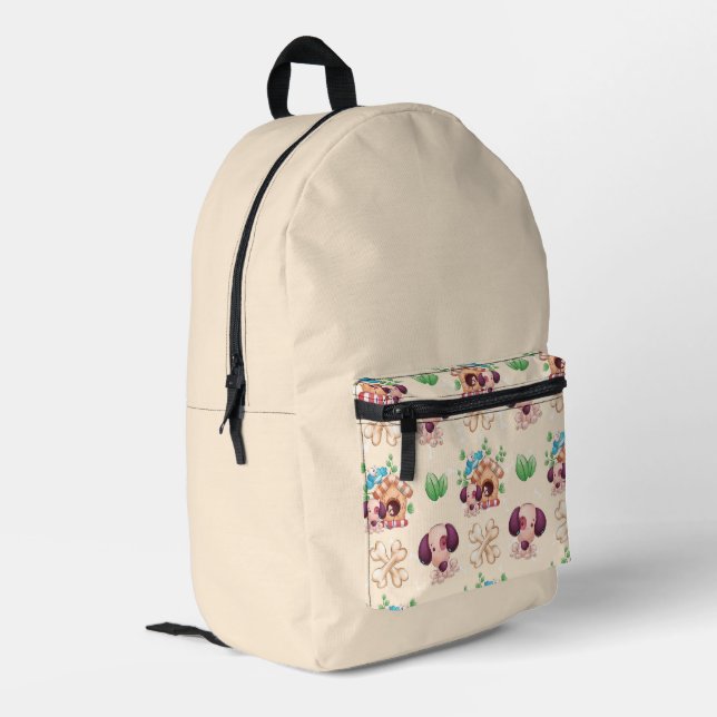 Adorable Dog Muster Bedruckter Rucksack (Rückseitige Ecke links)