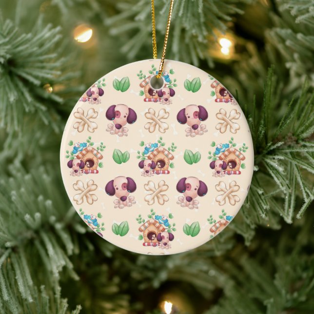 Adorable Dog Muster Keramik Ornament (Baum)