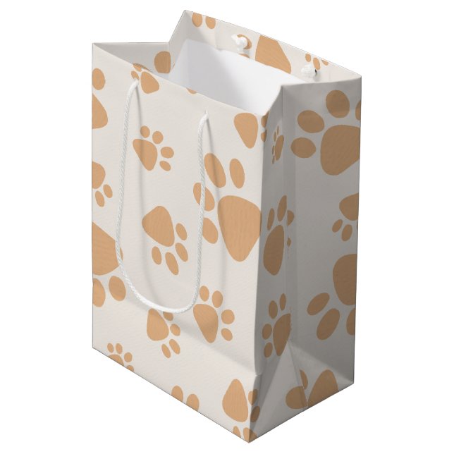 Adorable Dog Paw Print Mittlere Geschenktüte (Vorderseite Schrägansicht)