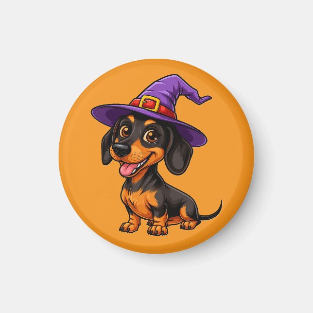 Adorable Dog Wear Lila Wizard Hat Magnet (Vorne)
