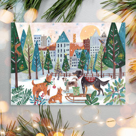 Adorable Dogs Pet Dog Lover Christmas City Park Feiertagspostkarte