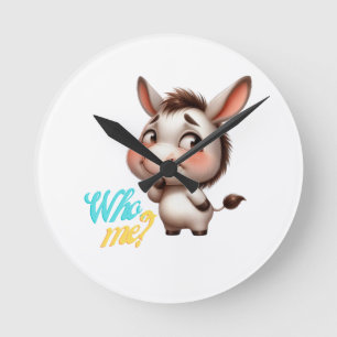 Adorable Donkey für Weihnachten 2024 - Perfektes G Runde Wanduhr