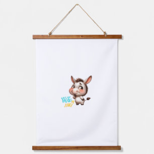 Adorable Donkey für Weihnachten 2024 - Perfektes G Wandteppich Mit Holzrahmen