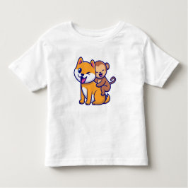 Adorable Dose and Monkey Cartoon Duo Kleinkind T-shirt