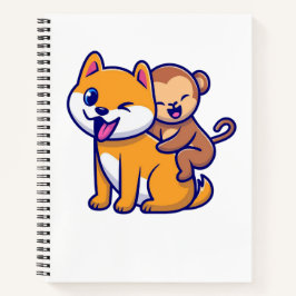 Adorable Dose and Monkey Cartoon Duo Notizbuch