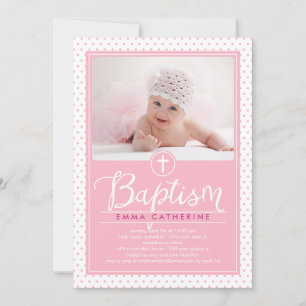 Adorable Dots Taufen Einladung - Rosa