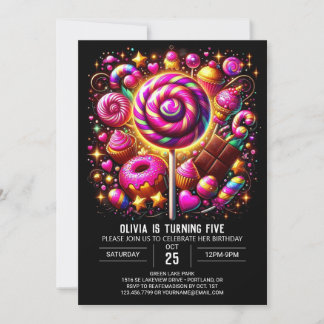 Adorable Dreamy Candyland Digital Geburtstag Einladung