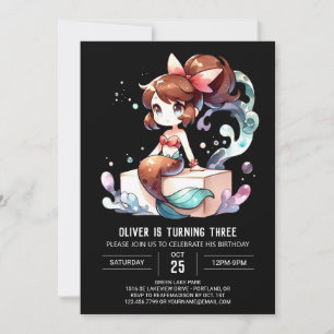 Adorable Dreamy Mermaid Birthday Einladung
