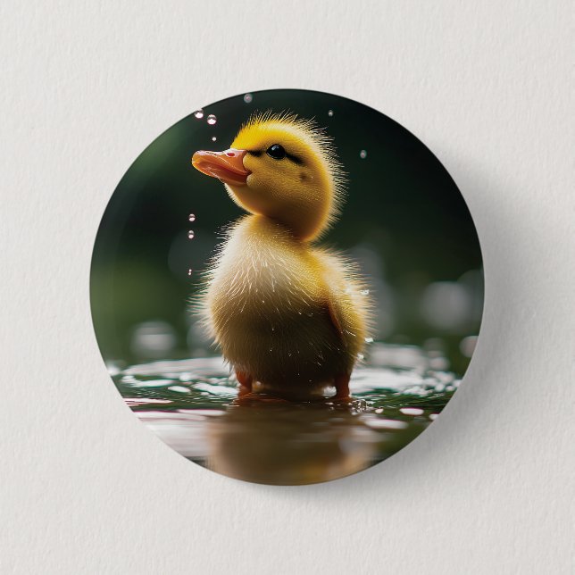 "Adorable Duckling im Regen Button (Vorderseite)