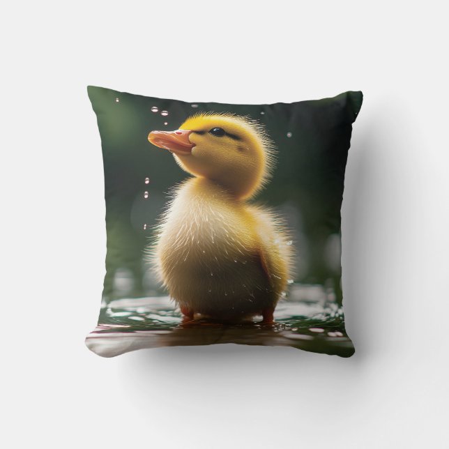"Adorable Duckling im Regen Kissen (Vorderseite)