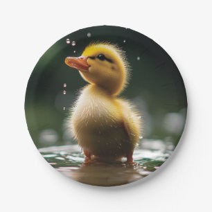 "Adorable Duckling im Regen Pappteller