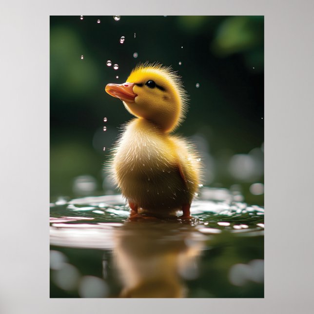 "Adorable Duckling im Regen Poster (Vorne)