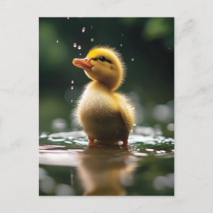 "Adorable Duckling im Regen Postkarte