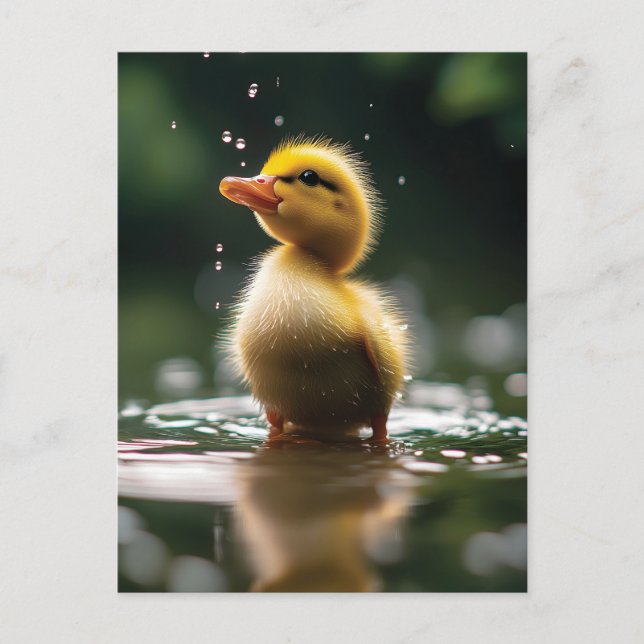 "Adorable Duckling im Regen Postkarte (Vorderseite)