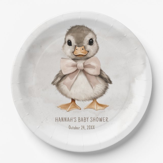 Adorable Duckling Waddle It Be Baby Shower Pappteller (Vorderseite)