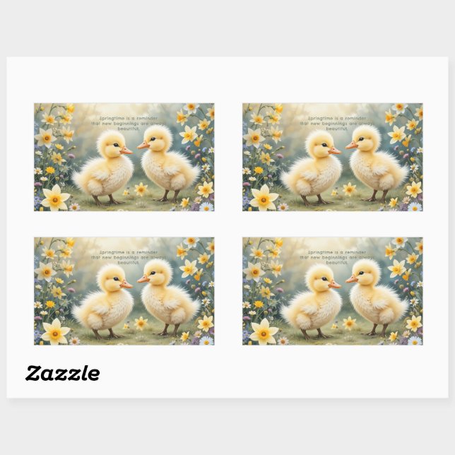 Adorable Ducklings in Frühlingsdüree Rechteckiger Aufkleber (Blatt)