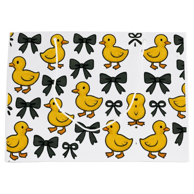 Adorable Ducks & Bows Gift Bag Große Geschenktüte (Vorderseite)