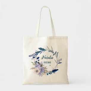 Adorable dusty blue floral Bride Stamm trendendy Tragetasche