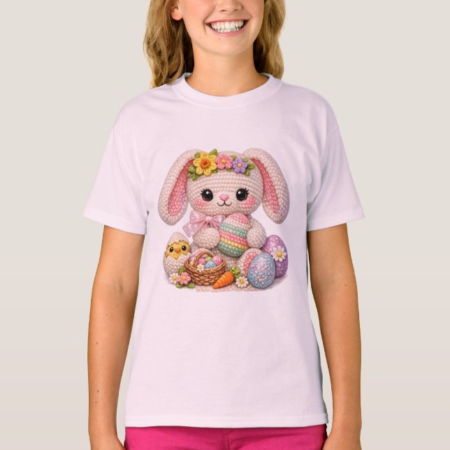 Adorable Easter Bunny with Chick and Paste Eggs  T-Shirt (Vorderseite)