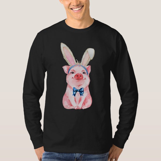 Adorable Easter Pig With Easter Bunny Ears Easter  T-Shirt (Vorderseite)