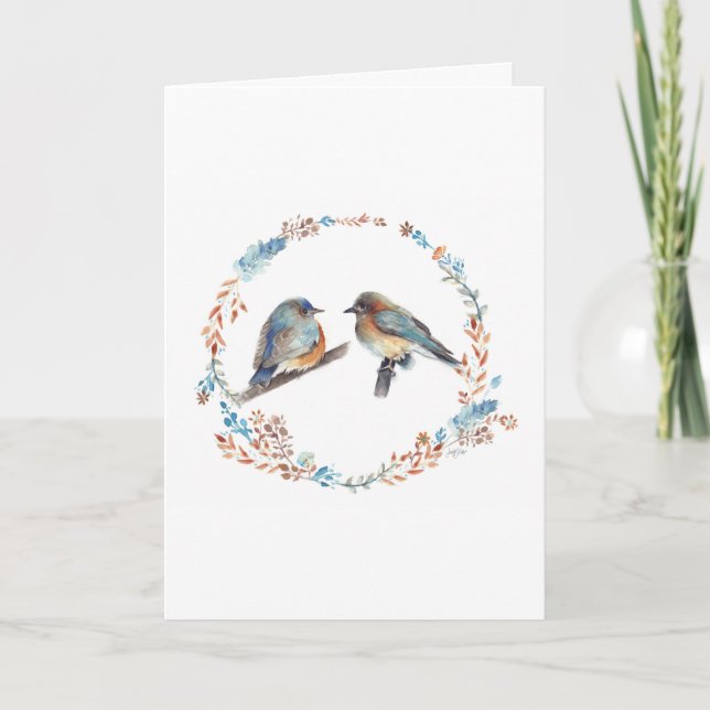 Adorable Eastern Bluebird Couple Floral Wreath (Vorderseite)