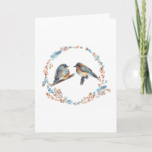 Adorable Eastern Bluebird Couple Floral Wreath