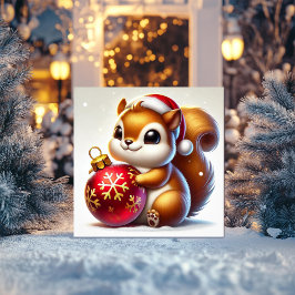 Adorable Eichhörnchen umarmt Festivals Feiertagskarte