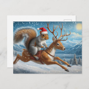 Adorable Eichhörnchen Weihnachtsschnee Postkarte