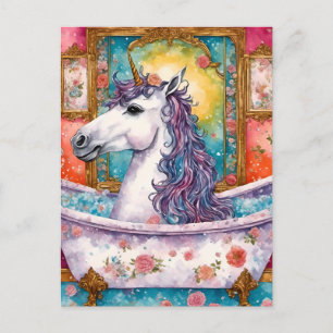 Adorable Einhorn im Bad Postkarte