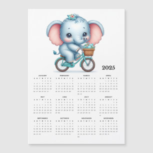 Adorable Elefant auf einem Bike 2025 Magnet Kalend