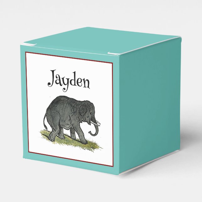 Adorable Elefant Cartoon, Niedlicher Zoofreund Geschenkschachtel (Vorderseite)