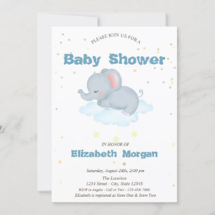 Adorable Elefant, Wolken, SternenBaby-Dusche Einladung