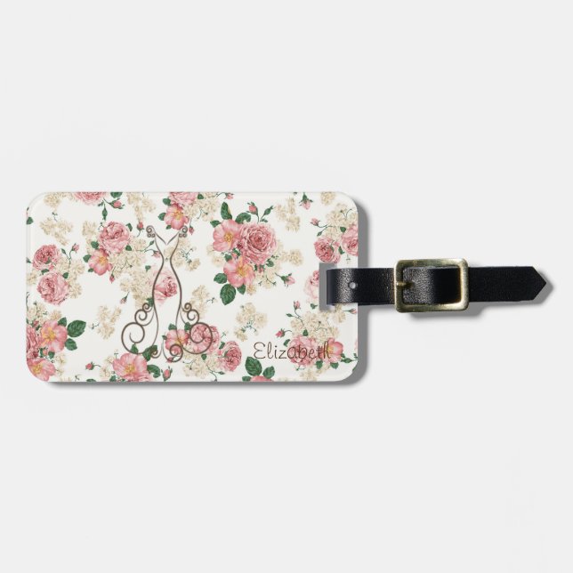 Adorable elegante Kleidung, florales Muster Person Gepäckanhänger (Vorderseite horizontal)