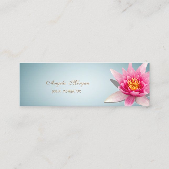 Adorable Elegante Watercolor Lotus Blume Mini Visitenkarte (Vorderseite)