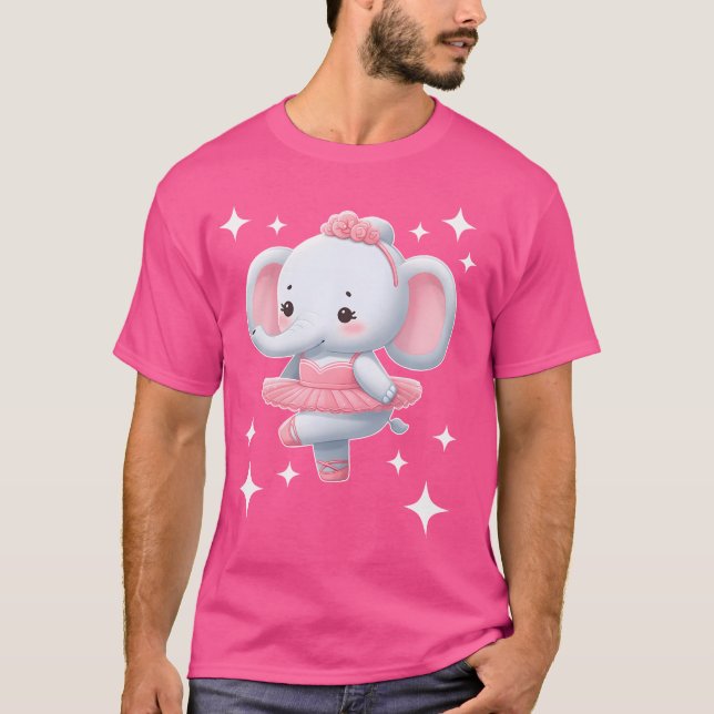 Adorable Elephant Ballerina Dancing Art T-Shirt (Vorderseite)