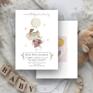 Adorable Elephant Botanische Boho Babydusche Einladung
