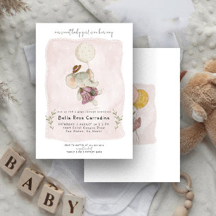 Adorable Elephant Botanische Boho Babydusche Einladung