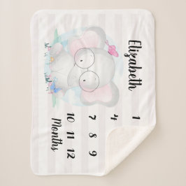 Adorable Elephant Butterflies Baby Milestone Sherpadecke