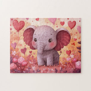 Adorable Elephant Calf Hearts & Blume Puzzle