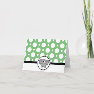 Adorable Elephant Custom Green Polka Dot Card Dankeskarte