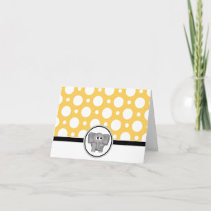 Adorable Elephant custom Yellow Polka Dot Card Dankeskarte