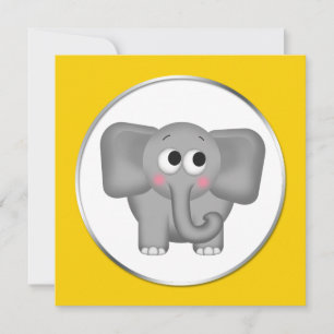 Adorable Elephant - Einladungen für eine gelbe Bab