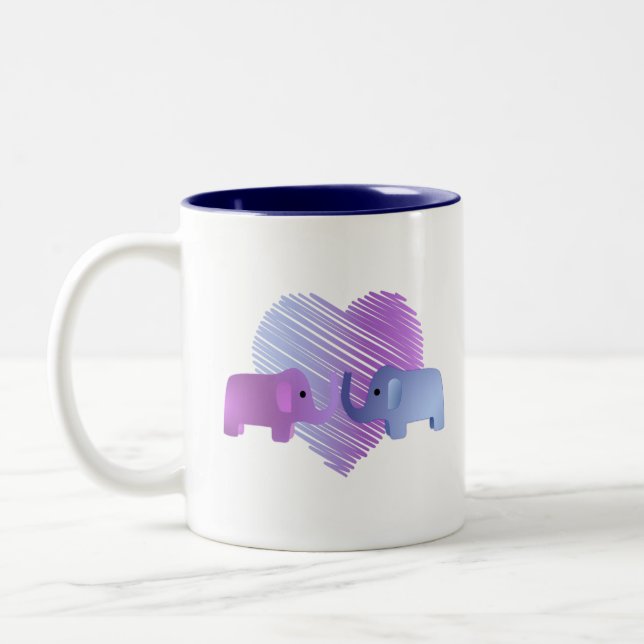 Adorable Elephant-Liebe Zweifarbige Tasse (Links)
